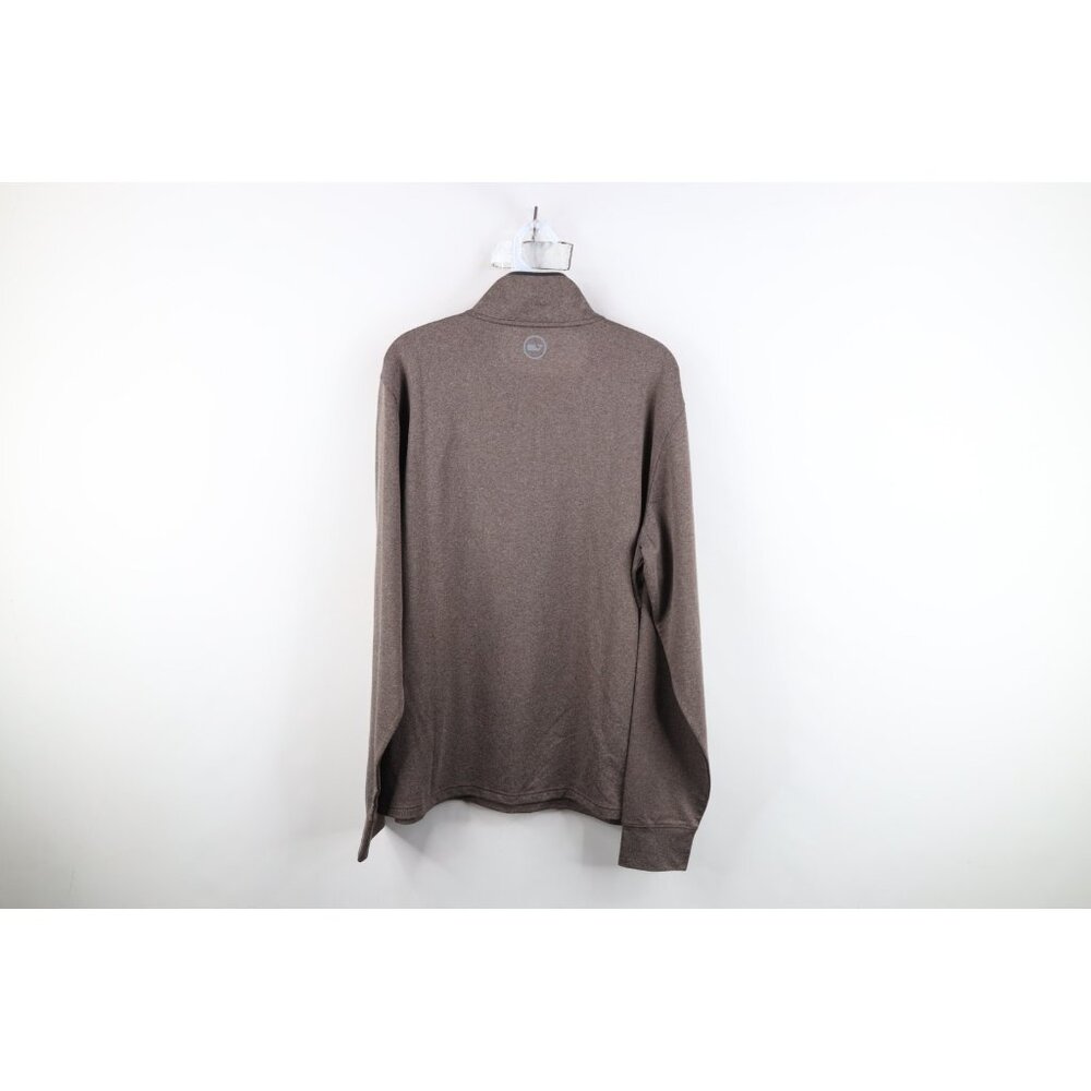 Vineyard Vines Jim Nantz Mens Medium Knit Half Zip Pullover Jacket Top Brown - Picture 12 of 14